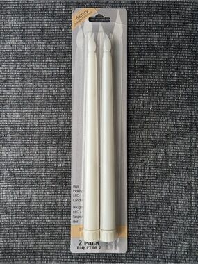 2-Pack LED Taper Candles Battery Operated Flameless White Candles